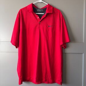 Nike Golf Polo Shirt Mens XL Tour Performance Red Short Sleeve Dri Fit Logo Mesh